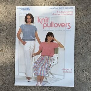 VTG Leisure Arts KNIT PULLOVERS Knitting Pattern Book Leaflet #357 1980s Fashion